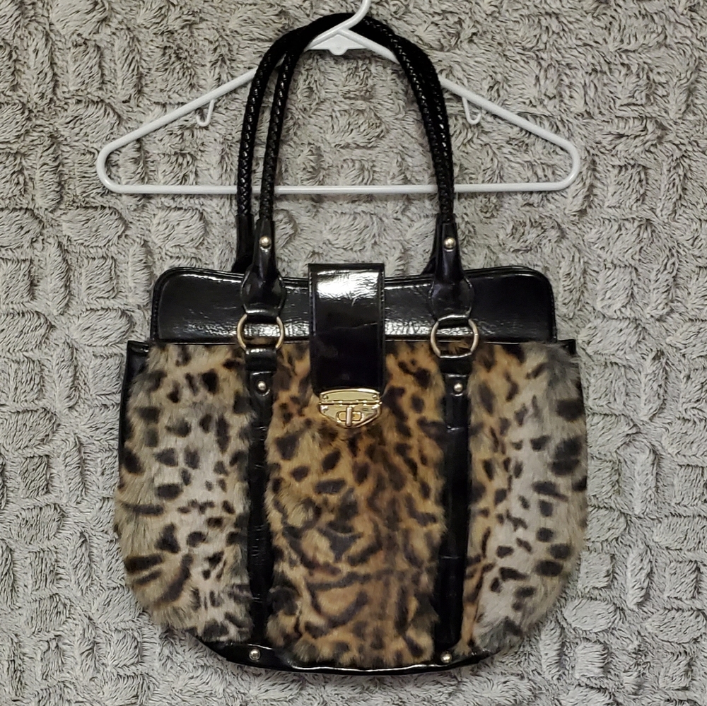 Bebe Faux Fur Shoulder Bag
